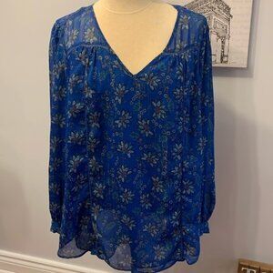 Dalia Royal Blue Floral Long Sleeve Blouse
